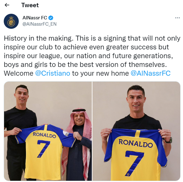 Football : Cristiano Ronaldo signe un contrat saoudien avec