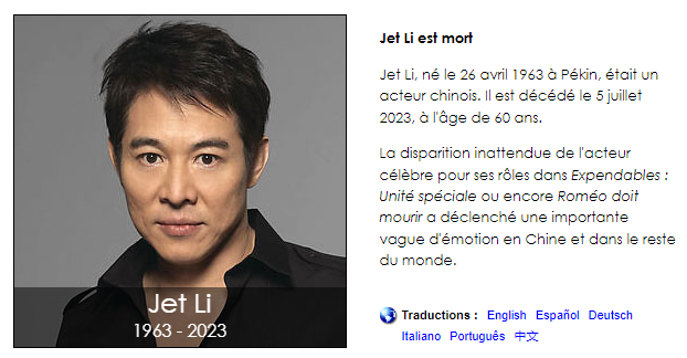 « Jet Li est mort » : l'acteur victime d'une rumeur sur la t