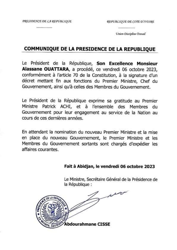 Primature/ Ouattara met-il définitivement fin à la mission d