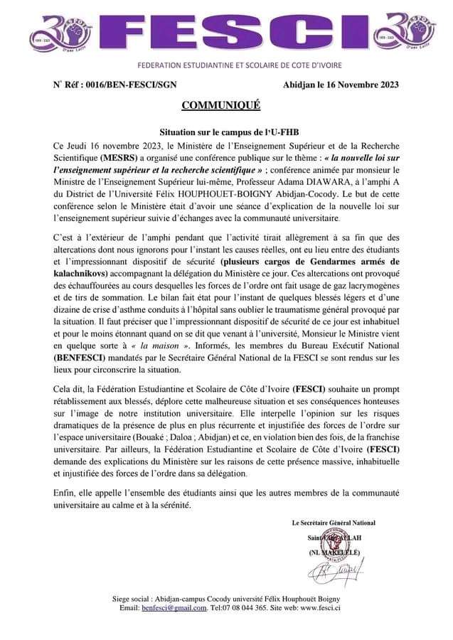 C'était chaud à Cocody hier/ L'université dans un nuage de l