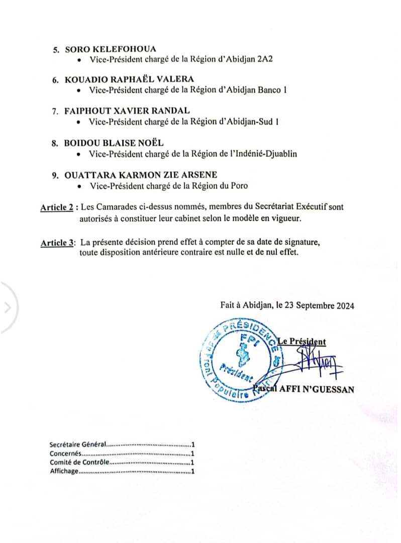 Après son divorce avec le Rhdp/ Affi N'Guessan fait le grand