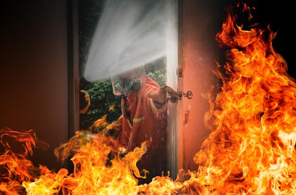 Intervention sur un incendie urbain